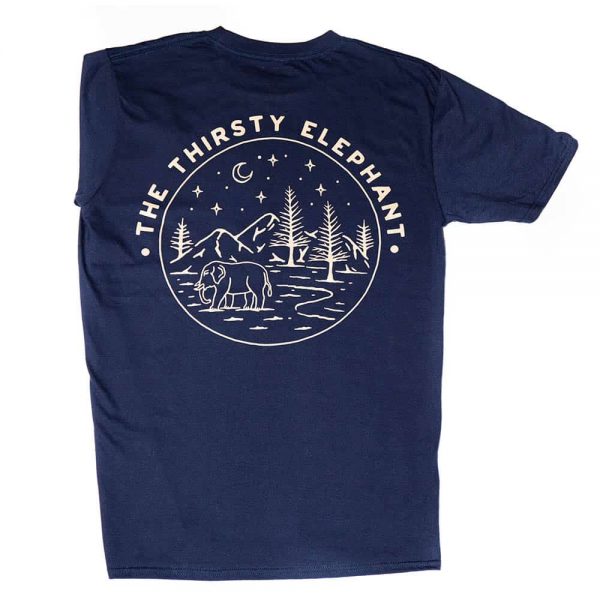 The Thirsty Elephant T-Shirt (reverse) with printed design
