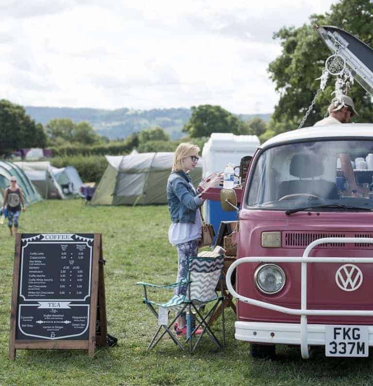 Serving a customer at an outdoor event